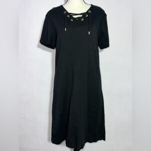 Carmen Marc Valvo COTTON Tie Up Dress Casual Summer Short Sleeve Size M